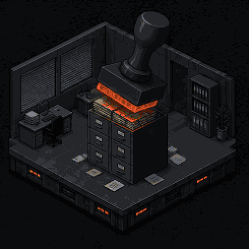 Isometric pixel-art diorama: ClearPath Insurance after deprecation