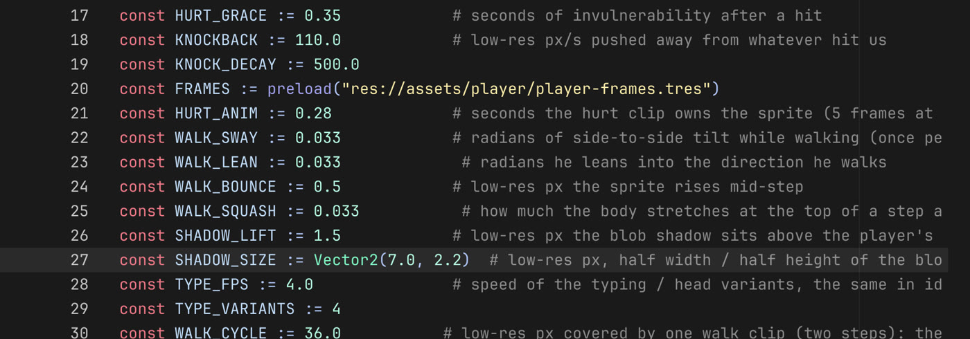The walk can be tuned with variables in Godot.