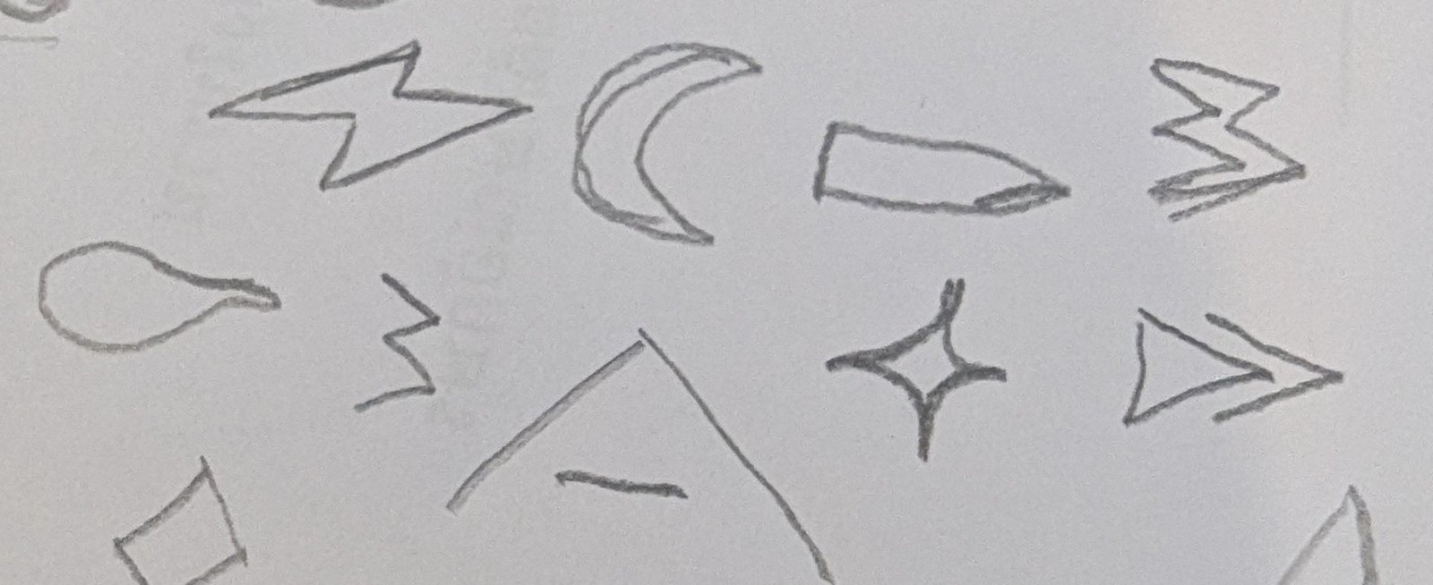 My pencil sketches of the projectiles.