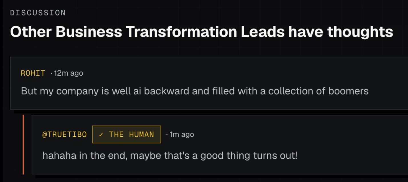 Rohit's company is "ai backward" and full of boomers. Maybe that's a good thing in the end.