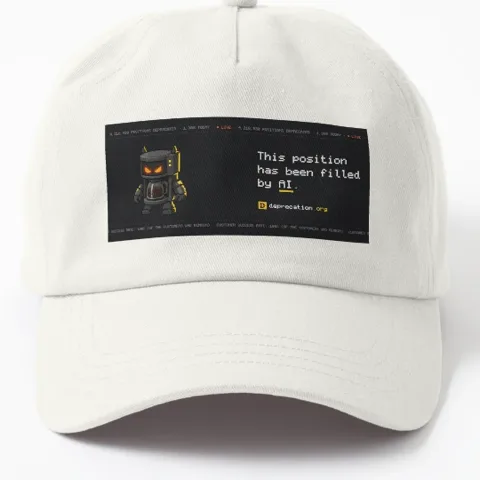 Cap printed with “This position has been filled by AI.”