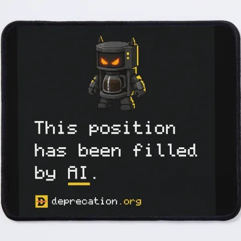 Funny leaving gift mousepad printed with “This position has been filled by AI.”