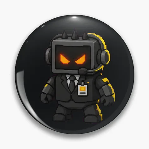 Pin printed with “AI HR will see you now.”